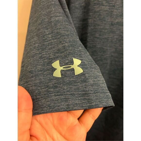 Under Armor Men's Heatgear Polo Shirt sz M teal blue Space dye Golf Stretch Comf - Picture 5 of 8